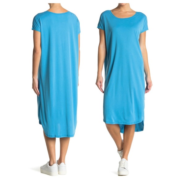 Scoop U Neck Casual Midi T-Shirt Dress NWT! - Picture 2 of 6